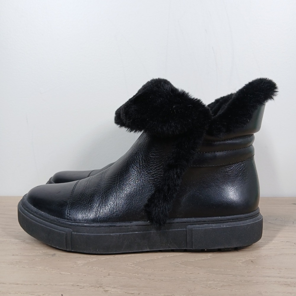 Naturalizer Barkley Boots Women 7 Black Leather Faux Fur Comfort Winter Cozy